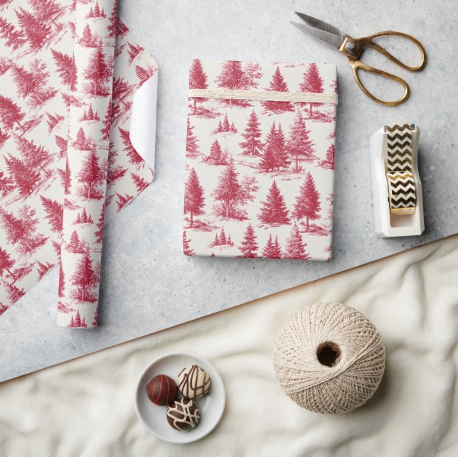 Papier Cadeau Toile de Noël rouge (Artisanat)
