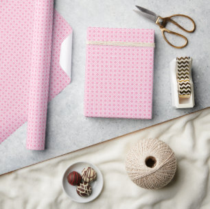 Papier Cadeau Toile de rotin blanche et rose