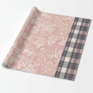 Papier cadeau Toile et Carreaux Rose Poussiéreux V