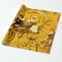 Toile Jaune Antique Française Découpage Victorienn
