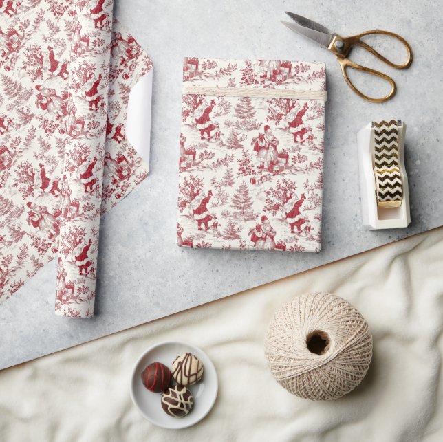 Papier Cadeau Toile Père Noël Red Christmas (Artisanat)
