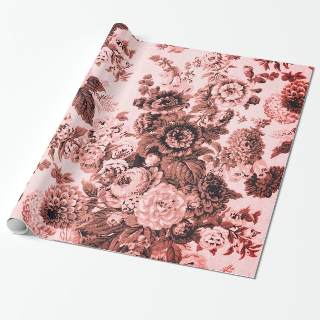 Papier Cadeau Toile rose Brown Vintage (Déroulé)