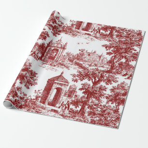 Papier Cadeau Toile rouge avec architecture historique et pastor