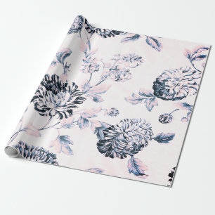 Papier Cadeau Toile végétale Vintage rose antique
