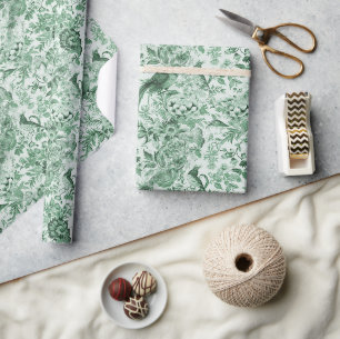 Papier Cadeau Toile verte verdoyante de Jouy