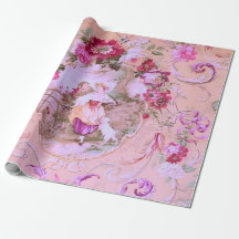 Toile victorienne Rococo Style Floral rose Découpa