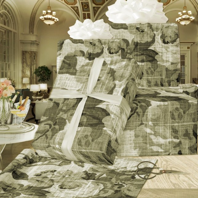 Papier Cadeau Toile Vintage d'olive vert no 4 (Créateur téléchargé)