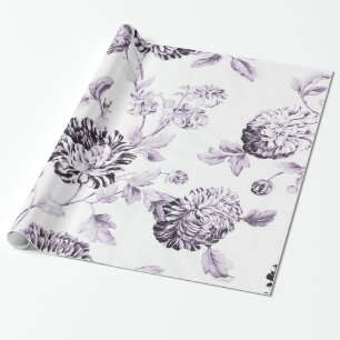 Papier Cadeau Toile Vintage florale de la Lavande noire