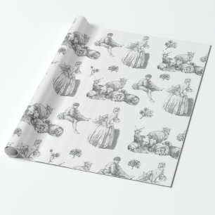 Papier Cadeau Toile Vintage Pastorale Sheep Boy Lady Craft