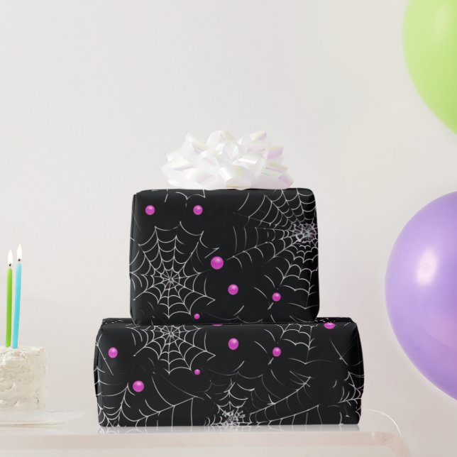 Papier Cadeau Toiles d'araignées et points modernes Halloween no (Cadeaux de fête)