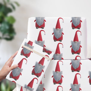 Papier Cadeau Tomte Nisse Noël Gnome Rouge et Blanc Vacances