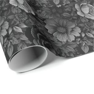Papier Cadeau Tonalités assourdies de floral gris