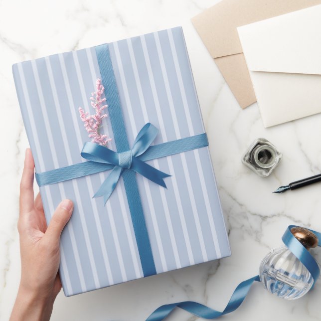 Papier Cadeau Tondeuses bleues rayées Baby Shower (Cadeaux)