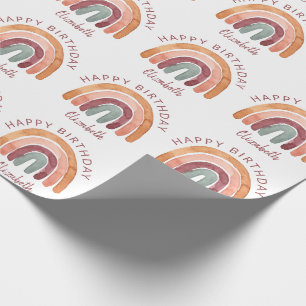 Papier Cadeau Tone Terme Aquarelle Nom Arc-en-ciel Anniversaire
