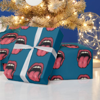 PAPIER CADEAU TONGUE LIPS FUNNY WRAPPING PAPER