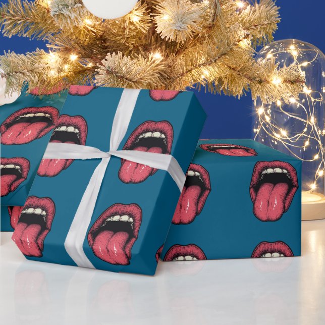 PAPIER CADEAU TONGUE LIPS FUNNY WRAPPING PAPER (Vacances)