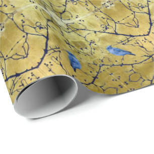 Papier Cadeau Tonkinson : Bluebird ii gold gift wrap