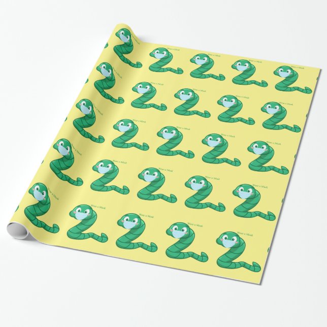 Papier Cadeau Tonnerre-Cove de Green Kawaii Worm (Déroulé)