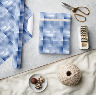 Papier Cadeau Tons bleus rêveurs dans un motif carré