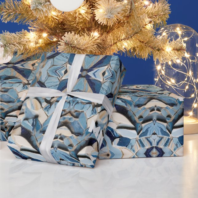 Papier Cadeau Tons De Marbres Bleus Brisés (Vacances)