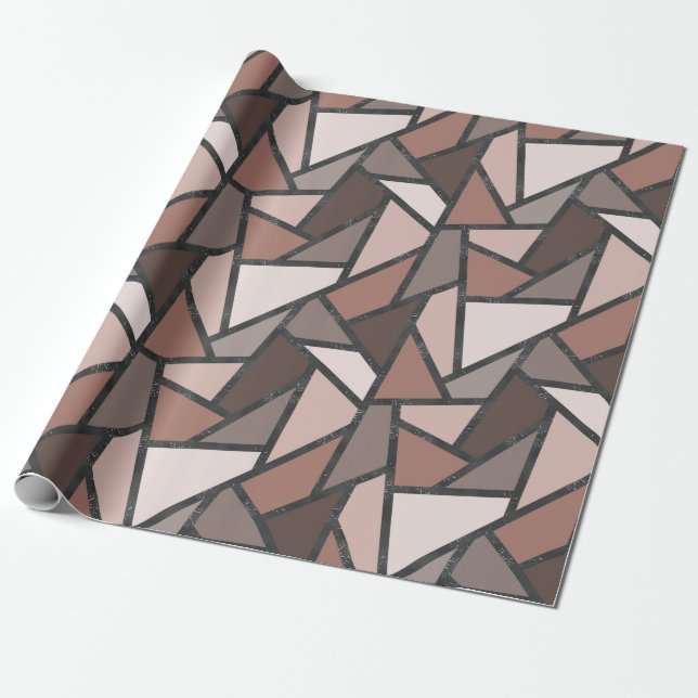 Papier Cadeau Tons de motif en vitrail marron (Déroulé)