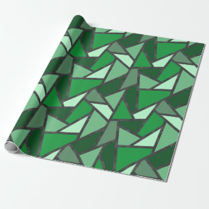 Papier Cadeau Tons de motif en vitrail vert