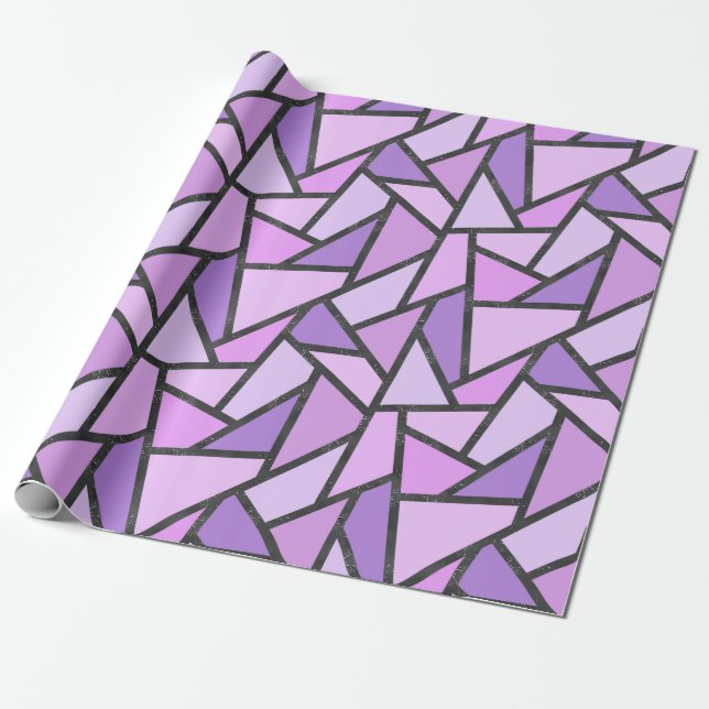 Papier Cadeau Tons du motif en vitrail lilas (Déroulé)