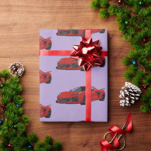 Papier Cadeau Torch Red C8 Corvette Sports voiture traînée main