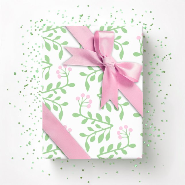 Papier Cadeau Torsion de baie en rose et vert (Créateur téléchargé)