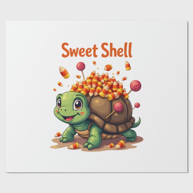 Papier Cadeau Tortue à coquille de bonbon (Plat)
