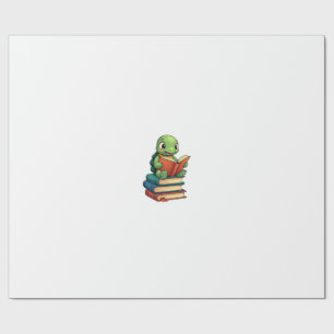 Papier Cadeau Tortue adorable lisant des livres (3)