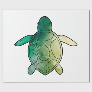 Papier Cadeau Tortue de mer aquarelle verte