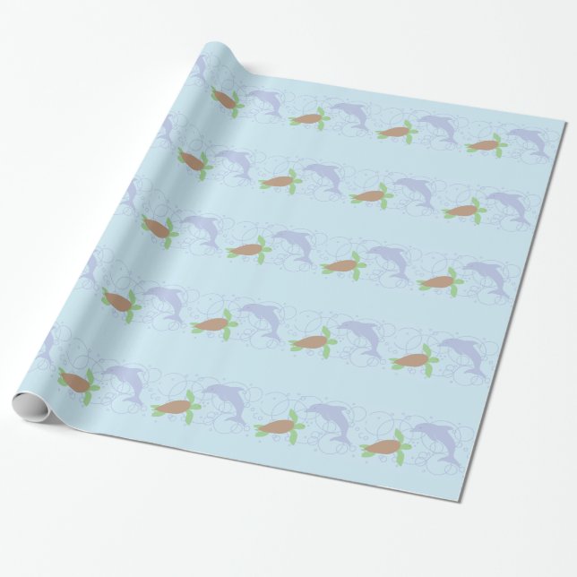 Papier Cadeau Tortue de mer et dauphin (Déroulé)