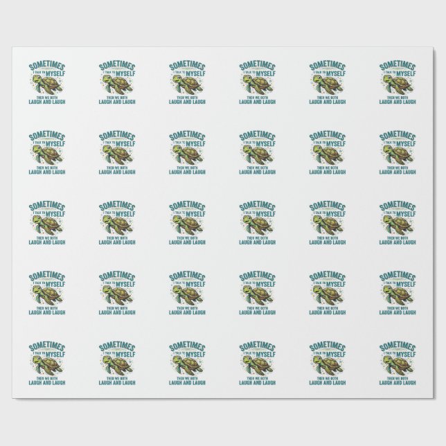 Papier Cadeau Tortue Drôle Qui Se Parle À Moi-Même Design De Che (Plat)
