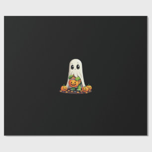 Papier Cadeau Tortue fantôme mignonne d'Halloween avec bonbons (