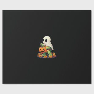 Papier Cadeau Tortue fantôme mignonne d'Halloween avec bonbons (