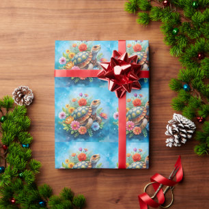 Papier Cadeau Tortue florale