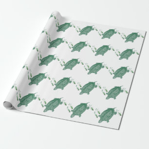 Papier Cadeau Tortue marine verte