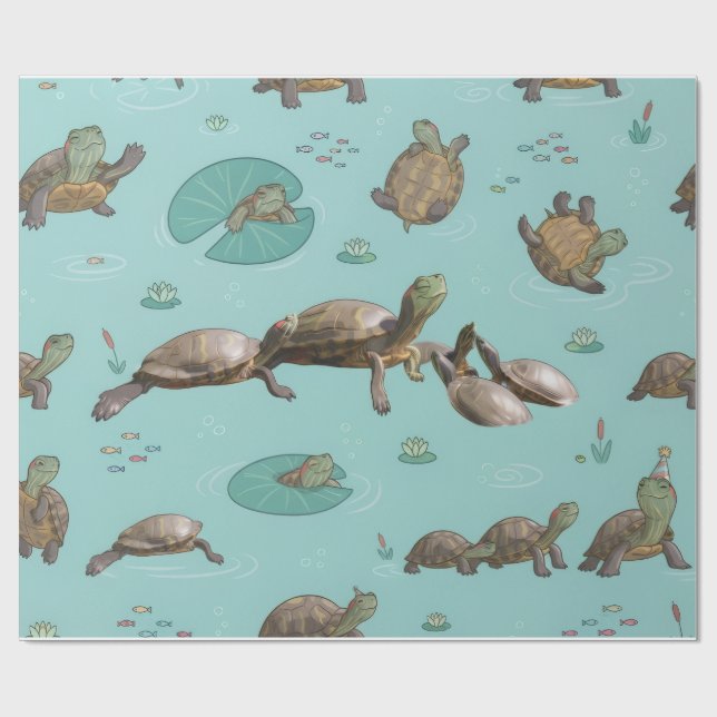 Papier Cadeau Tortues (Plat)