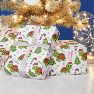Papier Cadeau Tortues joyeuses et mignonnes Noël Arbre Fêtes de