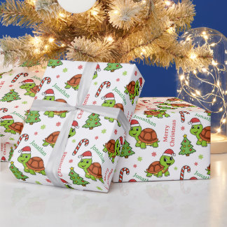 Papier Cadeau Tortues joyeuses et mignonnes Noël Arbre Fêtes de