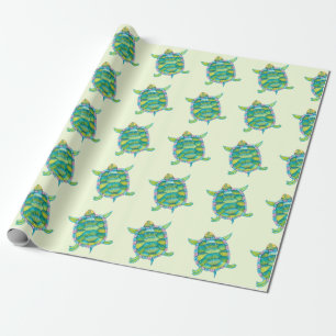 Papier Cadeau Tortues vertes tropicales