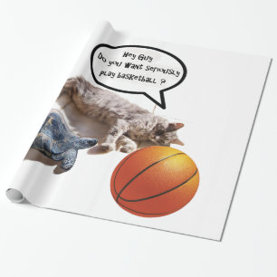 PAPIER CADEAU TORTURE DE CHAT ET BASKETBALL