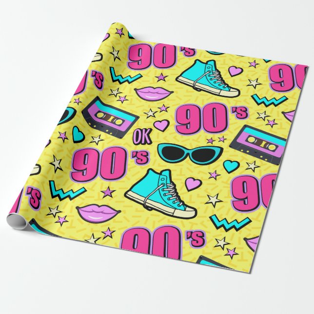 Papier Cadeau Totalement années 90 ! Imprimé (Déroulé)