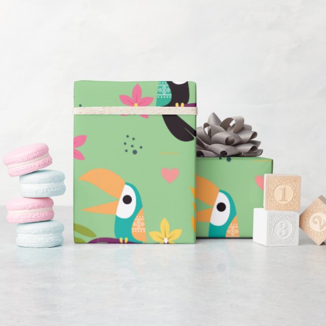 Papier Cadeau Toucans et perroquets (Baby Shower)