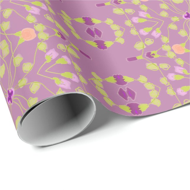 Papier Cadeau Touche de chaux vert et violet (Coin rond)