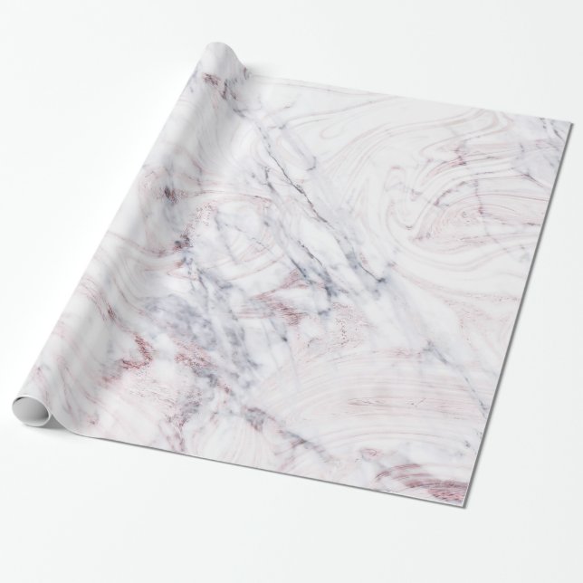 Papier Cadeau Touche de marbre gris blanc rosé chic tendance (Déroulé)
