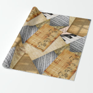 Papier Cadeau Touches de piano Vintage Partition Musique Notes m