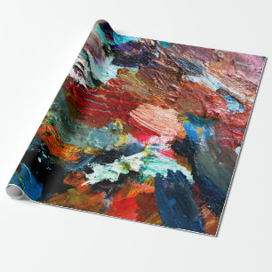 Papier Cadeau touches multicolores de peinture à l'huile sur l'a