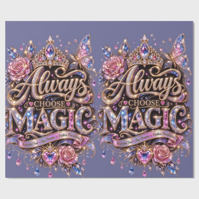 Papier Cadeau Toujours choisir le design Crystal Magic Sparkle (Plat)